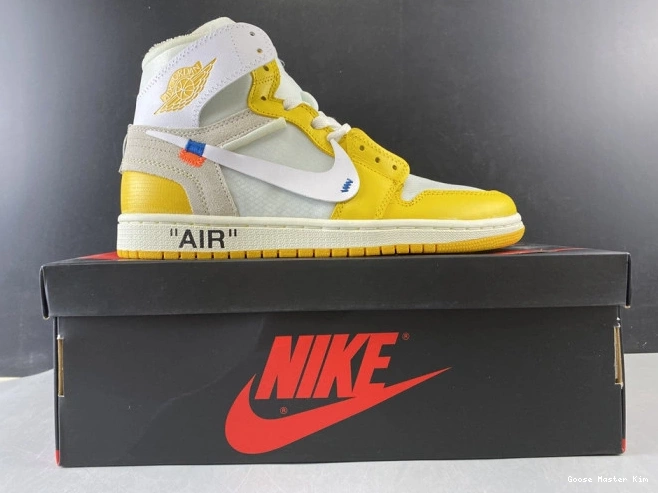 Off-White 1 Air Powder x White Jordan AQ0818-149 Dark NRG Yellow-Cone 0802